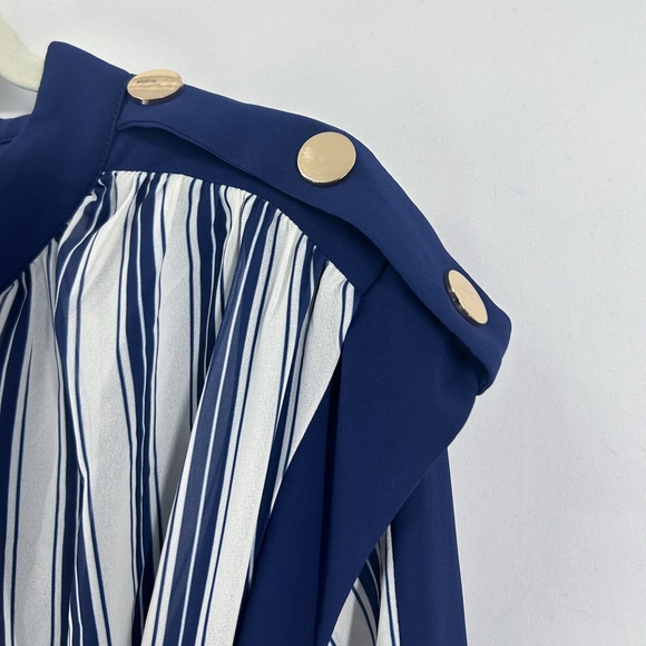 Karen Millen Blue White Military Striped Long Sleeve Midi Dress NWT Karen Millen Blue White Military Striped Long Sleeve Midi Dress NWT